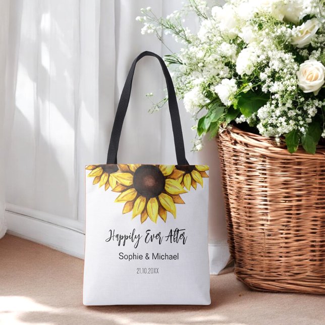 Tote Bag Mariage Tournesol Heureux À Tout Jamais (Créateur téléchargé)