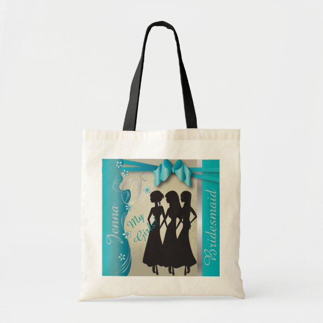 Tote Bag Mariage vintage Design classique | bleu turquoise (Devant)