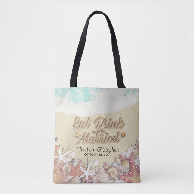 Tote Bag Mariage Welcome Summer Sea Beach Starfish Seashell (Devant)