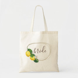 Tote Bag Mariée. Aquarelle florale citron mariage