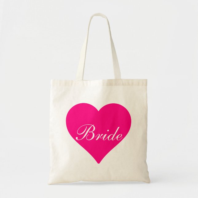 Tote Bag Mariée au cœur rose (Devant)