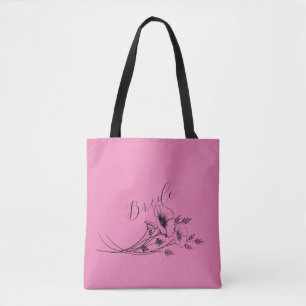 Tote Bag Mariée Fleur Sauvage Rose Doodle