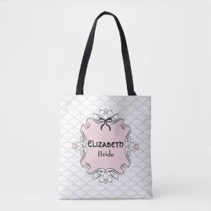 Tote Bag Mariée mariage rose et blanche