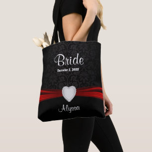 Tote Bag Mariée - Mariée noire et rouge