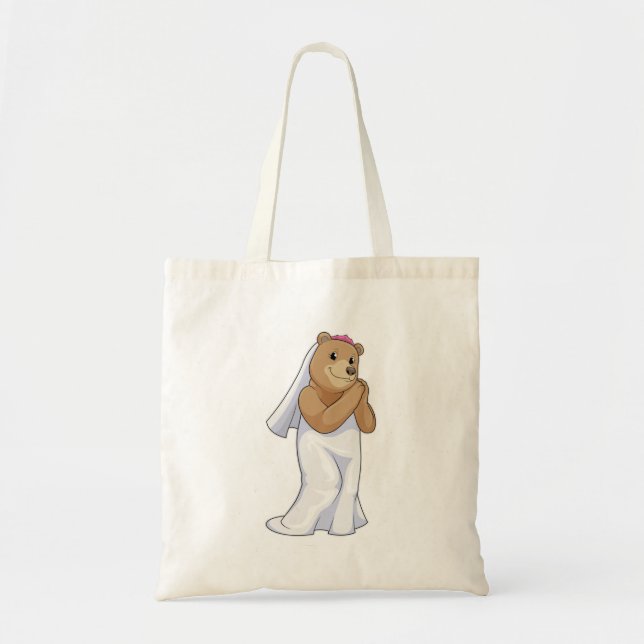 Tote Bag Mariée ours avec voile (Devant)