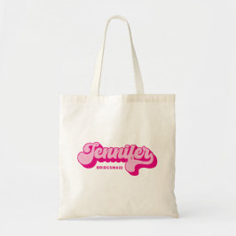 Tote Bag Mariée Rose Foncé Style Rétro Nom Personnalisé