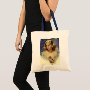 Tote Bag Mariée vintage tenant une Bible, mariage religieux