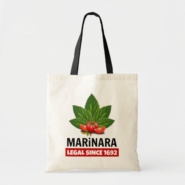 Tote Bag Marinara légale depuis 1692 Basil et tomates (Devant)