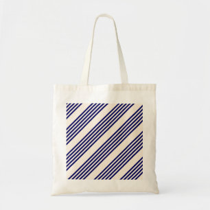 Tote Bag Marine bleu et beige cinq bandes motif