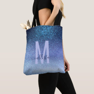 Tote Bag Marine Pastel Blue Triple Parties scintillant Ombr