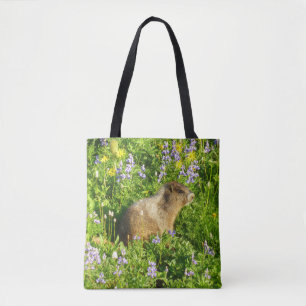 Tote Bag Marmot dans le Mont Rainier Fleurs sauvages