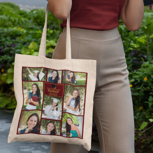 Tote Bag Maroon Gold Graduate Photo Collage Graduation Cade
