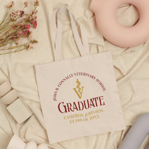Tote Bag Maroon Gold Vétérinaire École Diplôme Personnalisé