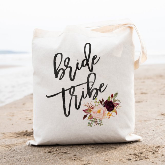 Tote Bag Marsala bourgogne tribu des mariées florales (Créateur téléchargé)