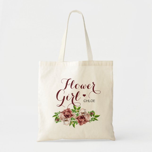 Tote Bag Marsala Fleur Florale Rouge (Devant)