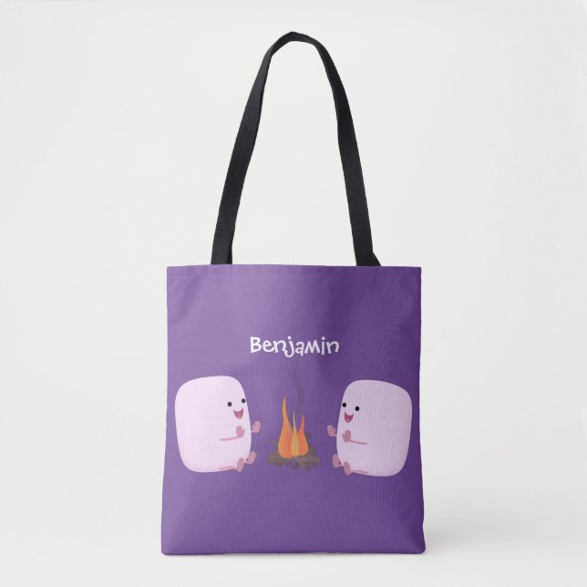 Tote Bag Marshmallows mignons roses par dessin animé sur le (Devant)