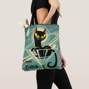 Tote Bag Martini Black Cat Futuriste Atomique Espace