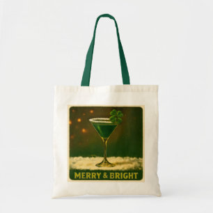 Tote Bag Martini de Noël irlandais au trèfle à quatre feuil