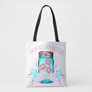Tote Bag Mason fleur de jarre et baiser papillon mignon ble