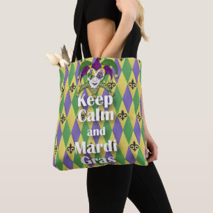 Tote Bag Masque de bouffon Garder son calme et Mardi Gras