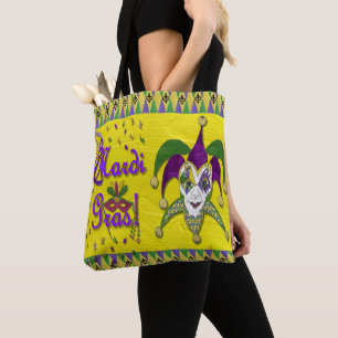 Tote Bag Masque de Fou Mardi Gras Arlequin Fête Impression 