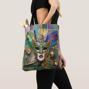 Tote Bag Masque en céramique à troisième œil de Mardi Gras 