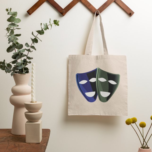 Tote Bag Masques De Théâtre Bleu Et Vert (Créateur téléchargé)