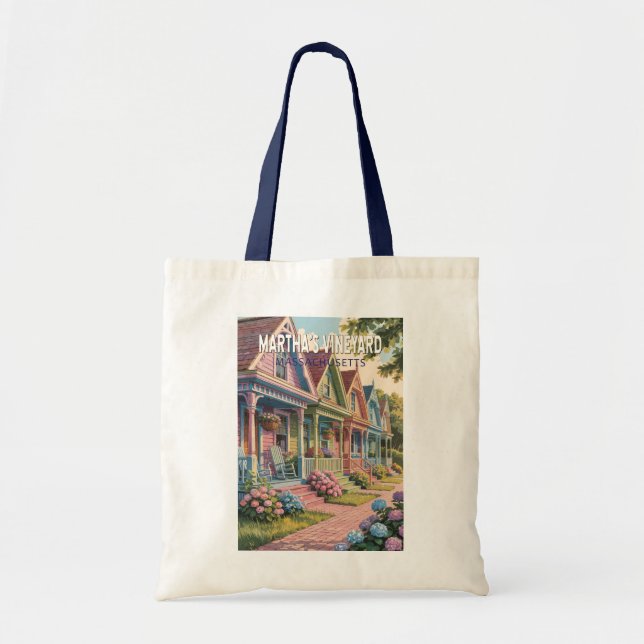Tote Bag Massachusetts de Martha's Vineyard Illustration Re (Devant)