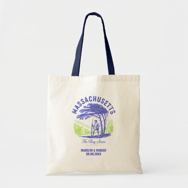 Tote Bag Massachusetts Wedding Welcome Bag, State Love (Devant)