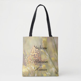 Tote Bag Matron d'honneur Papillon jaune personnalisé