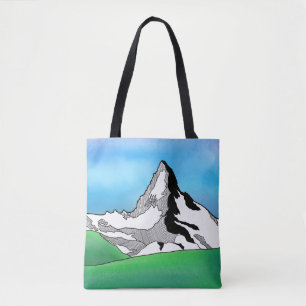 Tote Bag Matterhorn Suisse Ligne art aquarelle