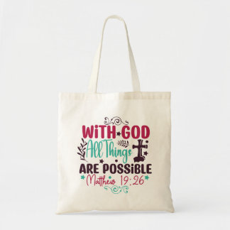 Tote Bag Matthieu 19:26 Ecriture Fourre-tout