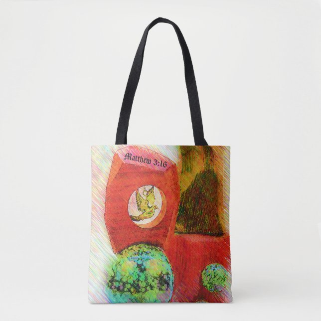Tote Bag Matthieu 3:16 La colombe sur la Terre (Devant)