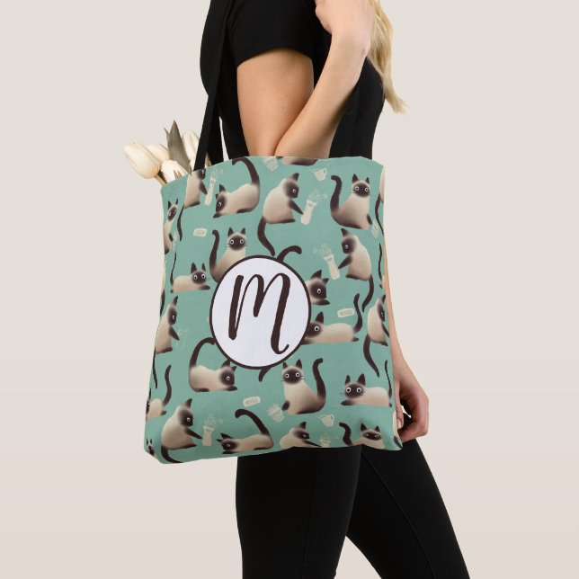 Tote Bag Mauvais chats siamois frapper des trucs (De près)