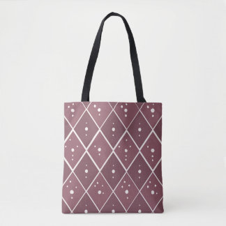 Tote Bag Mauve Poussiéreux Élégant Motif Diamant Bohème