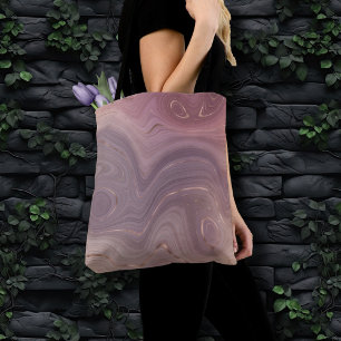 Tote Bag Mauve Strata   Dusty Rose et Rose Gold Agate