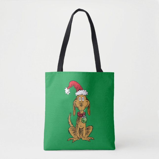 Tote Bag Max the Dog in Santa Hat (Devant)