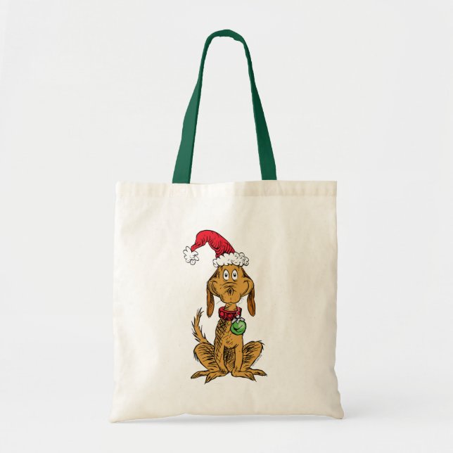 Tote Bag Max the Dog in Santa Hat (Devant)