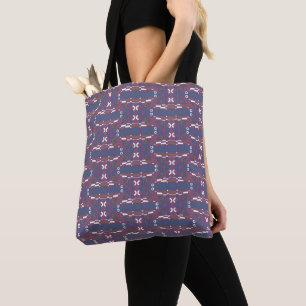 Tote Bag Mazipoodles Leapfrog - Blue Magenta Brown Blanc