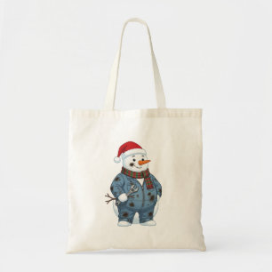 Tote Bag Mécanicien Bonhomme de Neige Noël 2026 Fête Bleu C