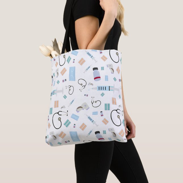 Tote Bag Médecin de santé Motif Fournitures Médicales (De près)