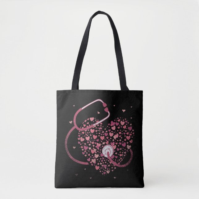 Tote Bag Médecine Cadeau Stethoscope Coeur Infirmière Si vo (Devant)