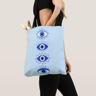 Tote Bag Méditation de l'énergie du mal bleu Hamsa Mystical