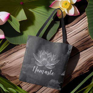 Tote Bag Méditation YOGA instructeur Reiki noir blanc Lotus