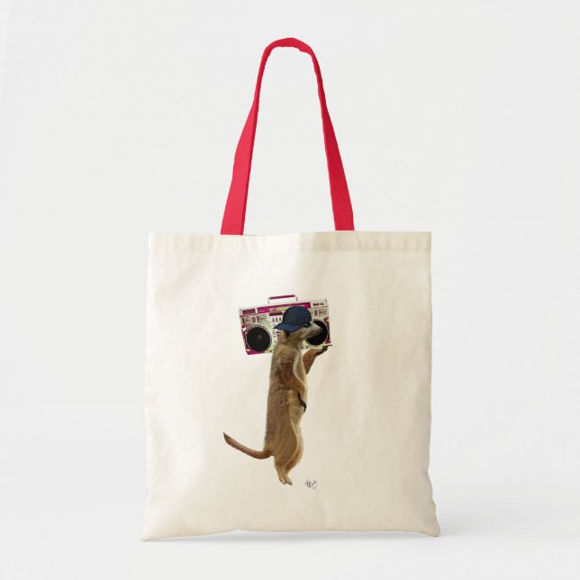 Tote Bag Meerkat avec Boom Box Ghetto Blaster 2 (Devant)