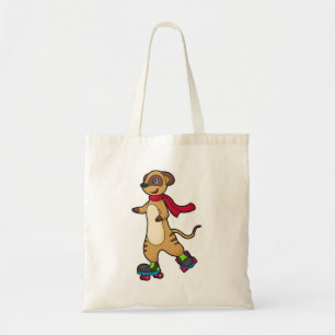 Tote Bag Meerkat comme patineur avec patins à rouleaux