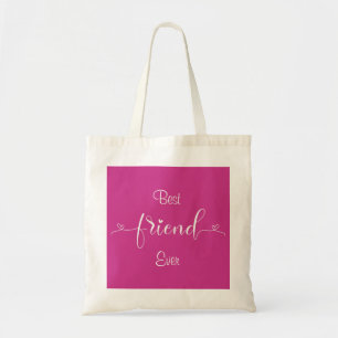 Tote Bag Meilleur Ami Ever & Coeurs Magenta Pink