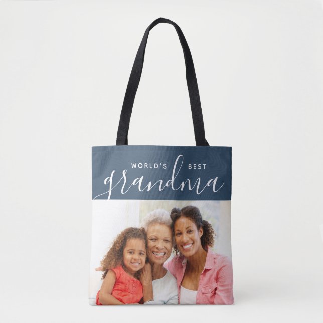Tote Bag Meilleur cadeau photo personnalisé de grand-mère a (Devant)