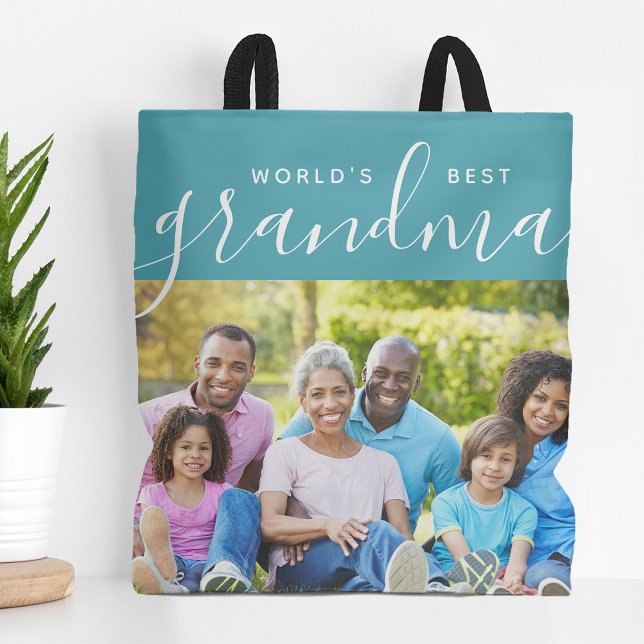 Tote Bag Meilleur cadeau photo personnalisé de grand-mère a (Créateur téléchargé)