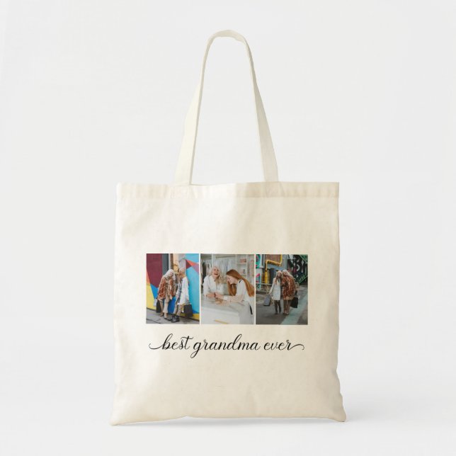 Tote Bag Meilleur Collage photo de grand-mère Ever 3 (Devant)